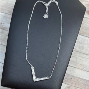 Touchstone Crystal by Swarovski Silver V Pendant Necklace